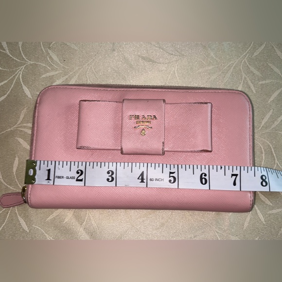 Prada Light Pink Bow Saffiano Wallet - Picture 10 of 15